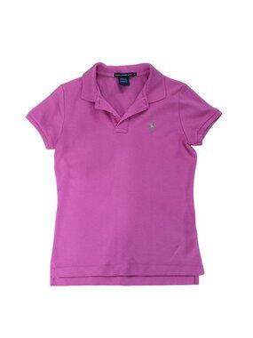 Ralph Lauren Sport Slim Fit Polo Shirt Pink Green Pony Logo Women's M